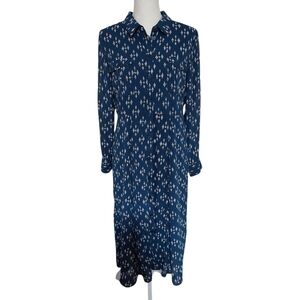 NWT Lucky Brand Navy Medallion Elegant‎ Blue Patterned Women's Dress Sz L